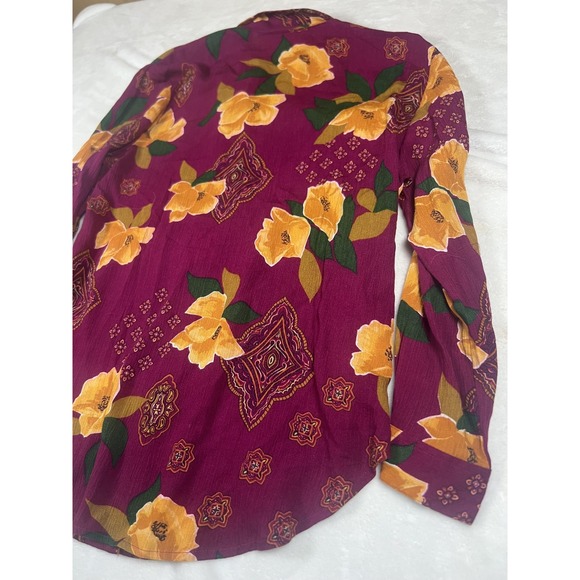 Vintage SK‎ & Company Shirt Womens Petite Small Floral Long Sleeve Button Up 90s - Picture 10 of 13